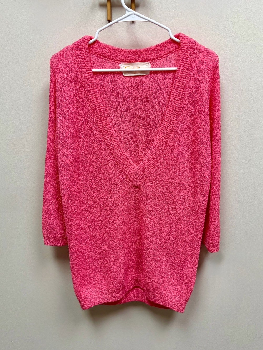 60s Vintage 🌸 Catalina Oversized Deep-V Neck Boucle Knit Pullover Sweater